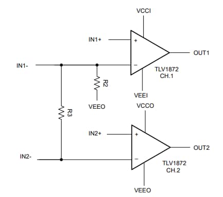 Schéma de principe - Texas Instruments Module d'évaluation TLV1872EVM